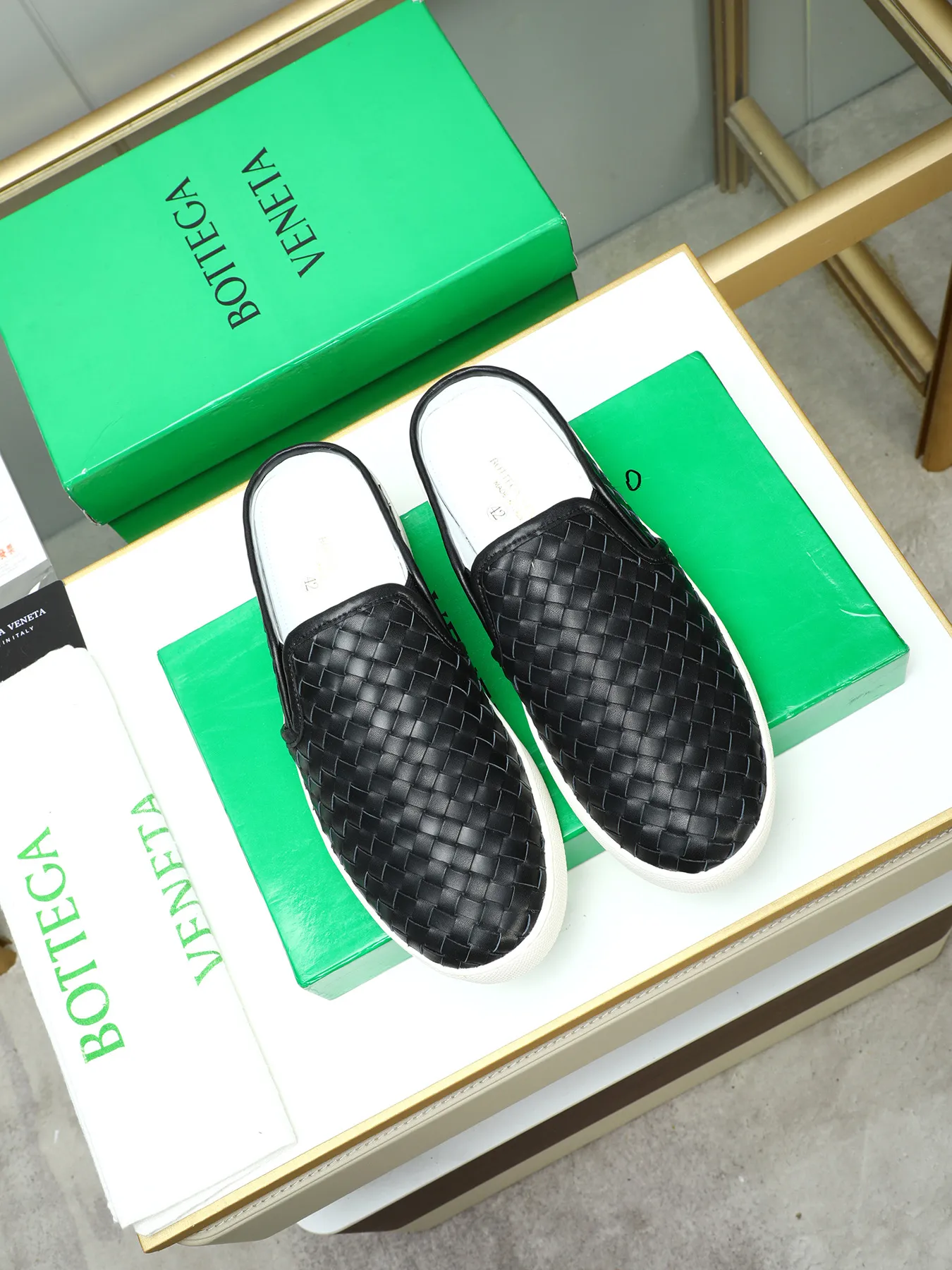 Men's shoes 💰440 [Half drag series] BOTTEG* VENET* - high-end boutique Size: 38-44 (45 customized) BV new product, first-layer cowhide artificially woven classic style harmoniously blends with contemporary fashion temperament, rubber soles are light and flexible, water-dyed sheepskin pads! [Taobao, Tmall, and live streaming are the first choices]